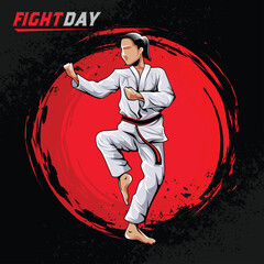 Karate sport background vector. international sports day banner background