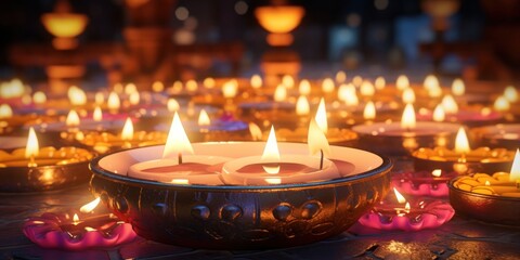 Obraz na płótnie Canvas light and candles Diya's Diwali