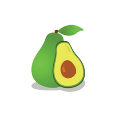 avocado fruit with slice in white background 3D vector illustration 