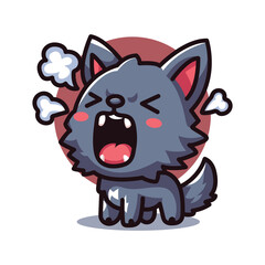 cute vector design illustration of a wolf roaring