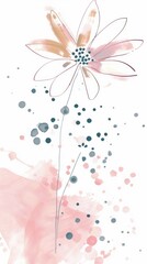 Obraz premium Abstract scandinavian floral design with minimalist shapes. Contemporary minimalist art of a single flower with abstract, overlapping organic shapes in a soft, pastel color palette