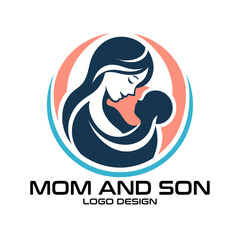 Mother And Son Vector Logo Design