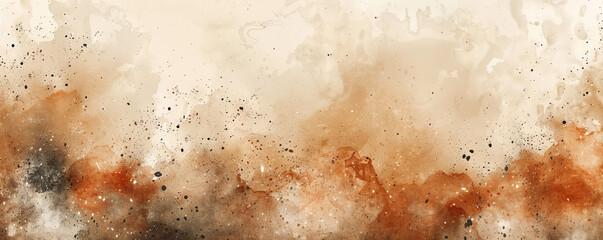 Brown and beige abstract watercolor background with stains and blotches. - obrazy, fototapety, plakaty