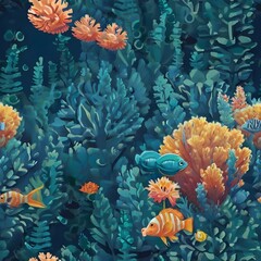 Fototapeta na wymiar a coral reef seamless pattern, generative ai