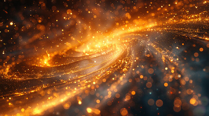 3D particle system of gold and silver sparks and trails
