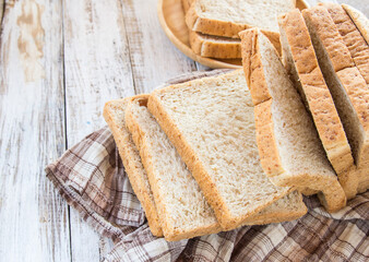 Whole wheat bread on tablecloth