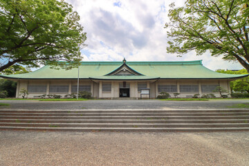 Castle forecourt, Osaka Castle Park, Chuo Ward, Osaka, Japan - obrazy, fototapety, plakaty