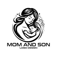 Mom And Son Vector Logo Design