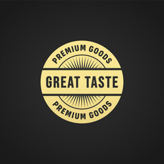 Great Taste Label or Great Taste Seal Vector Isolated. Best Great taste label for the highest quality products. To seal the product with the best premium quality taste.