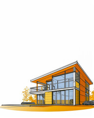 Modern country house design with copy space for text
