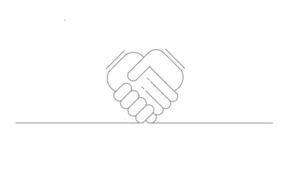 illustration of shaking hands icon in outline design, animated on a white background. Frienship icon. Cooperation symbol. Frienship symbol for backround. Cooperation symbol for background.