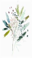 Abstract scandinavian floral design with minimalist shapes. Contemporary minimalist art of a single flower with abstract, overlapping organic shapes in a soft, pastel color palette
