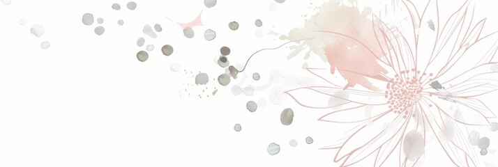 Abstract scandinavian floral design with minimalist shapes. Contemporary minimalist art of a single flower with abstract, overlapping organic shapes in a soft, pastel color palette