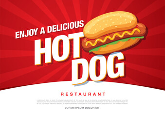 Hot Dog delicious food. Vector illustration