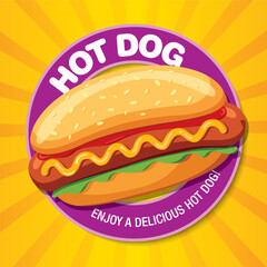 Hot Dog delicious food. Vector illustration