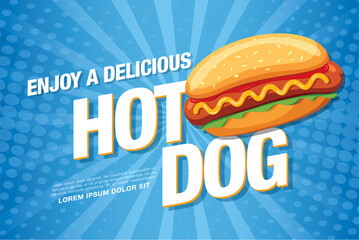 Hot Dog delicious food. Vector illustration