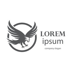 Elegant eagle flapping wings logo design
