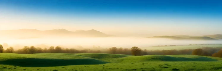 Fotobehang veiled horizons exploring the mysteries of fog, cloud covered landscapes © PREM