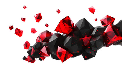 red and black ore gems flying isolated on transparent background cutout