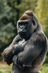 Silverback Gorilla with crossed arms. African wildlife