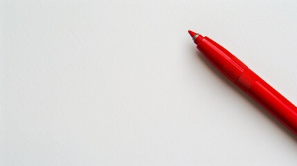 Vibrant red marker pen standing out boldly against a white background, ready to make a statement. - obrazy, fototapety, plakaty