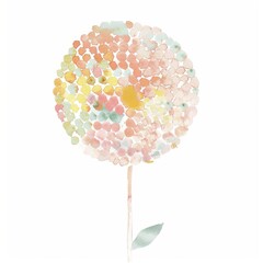 Abstract scandinavian floral design with minimalist shapes. Contemporary minimalist art of a flower with abstract, overlapping organic shapes in a soft, pastel color palette