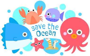 World Earth Day Hand Drawn Cute ecology lifestyle save the ocean