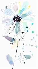 Naklejka premium Abstract scandinavian floral design with minimalist shapes. Contemporary minimalist art of a flower with abstract, overlapping organic shapes in a soft, pastel color palette