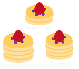 Pancakes With Topping Strawberry And Blueberry Fruit Cartoon illustration Pancakes Breakfast Cartoon illustration Pancakes Drawing