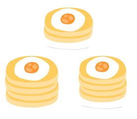 Pancakes With Topping Egg Fried Cartoon illustration Pancakes Breakfast Cartoon illustration Pancakes Drawing