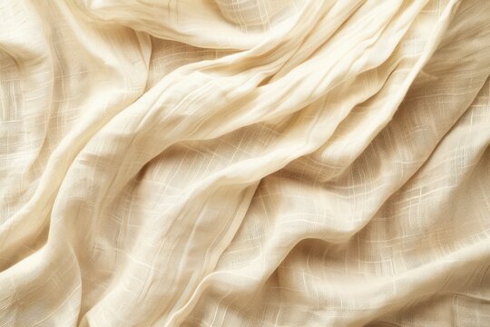 Elegantly draped vintage linen, with space for text on a textured beige background.