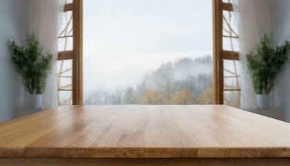 Simplicity in Style: Wooden Oak Tabletop with Free Space for Product Mockup