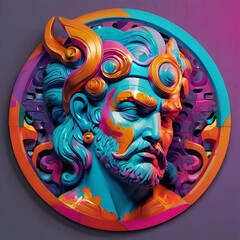 Fantastic graffiti illustration ancient god