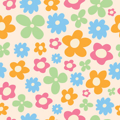 Trendy floral seamless illustration. Colorful pastel colors, natural background.