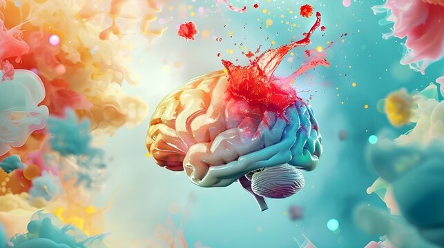 Exploding brain with colors, generative ai
