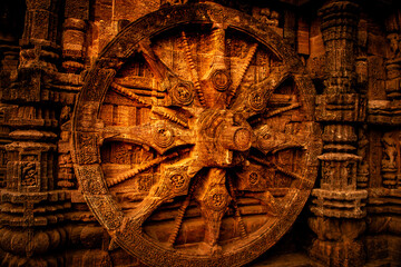 wheel at konark temple bhubaneshwar odisha