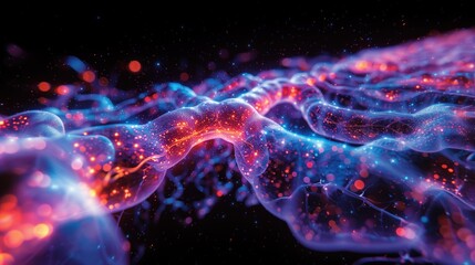 picture of nerve cells that has a connection that goes on and on and is transparent.