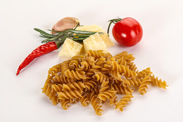 Raw whole grain pasta fusilli