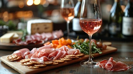 Wooden Table With Wine Glasses Filled With Wine
