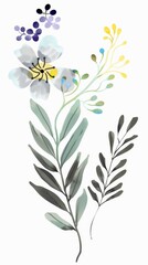 Fototapeta na wymiar Abstract scandinavian floral design with minimalist shapes. Contemporary minimalist art of a flower with abstract, overlapping organic shapes in a soft, pastel color palette
