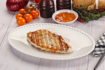 Grilled turkey fillet steak with sauce