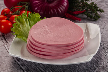 Boiled pork sliced sausage stack