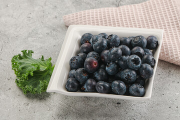 Sweet ripe blueberry on the bowl