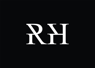 RH Letter Logo Design in Black Colors. Creative Modern Letters Vector Icon Logo
