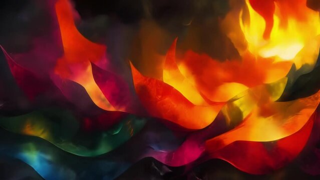 An abstract painting with a blend of vibrant clashing colors and soothing complementary hues creating a visual representation of the dance between harmony and dissonance within
