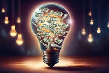 Concept of financial idea light bulb