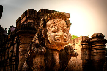 stone lion statue - Powered by Adobe