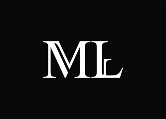 ML Letter Logo Design in Black Colors. Creative Modern Letters Vector Icon Logo