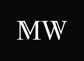 MW Letter Logo Design in Black Colors. Creative Modern Letters Vector Icon Logo