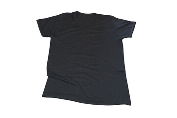 Blank black t-shirt design template front view mockup isolated transparent background, flat lay,...
